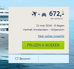 Prijs cruise Middellandse Zee - printscreen gemaakt op 10 mei om 19:20 uur